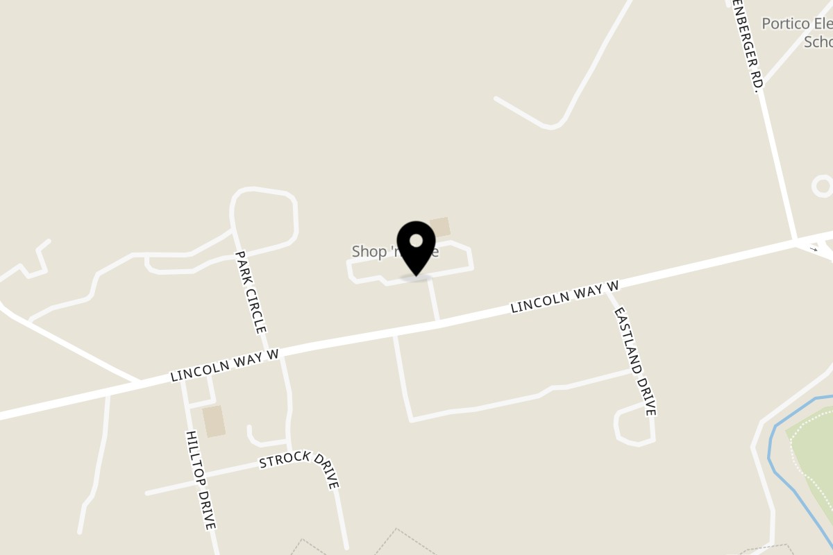 Map showing the location of Brother's Pizza Radio hill on 875 Lincoln Way W in Chambersburg